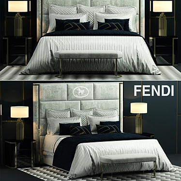 Fendi Montgomery Bed: Exquisite Elegance 3D model image 1 