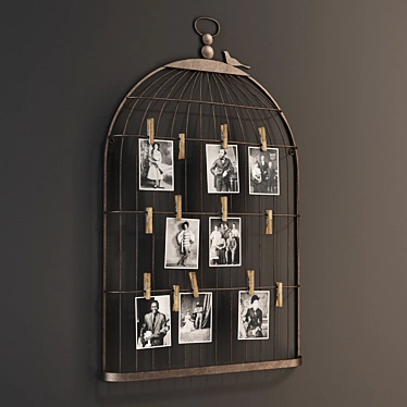 Elegant Metal Birdcage Card Holder 3D model image 1 