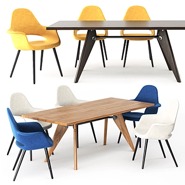 Elevate Your Conference: Organic Solvay Table & Chairs 3D model image 1 