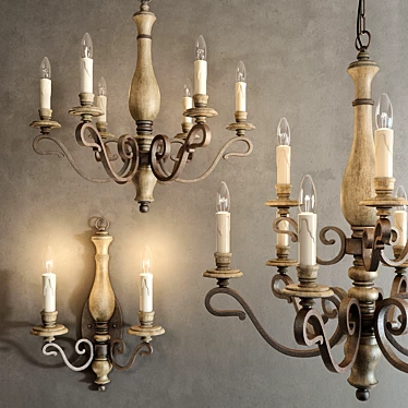 Elegant Mallory Chandelier Collection 3D model image 1 