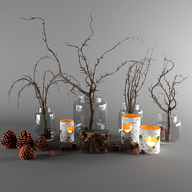 Title: Autumn Glow Rustic Decor Set 3D model image 1 