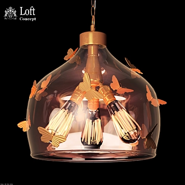  Gold Butterfly Pendant Light 3D model image 1 