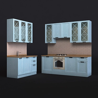 Elegant Portofino Kitchen Cabinets 3D model image 1 