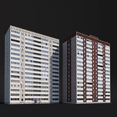 Versatile 16-Story Panel Building 3D model image 1 