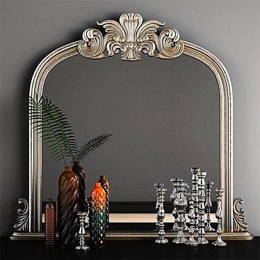 Elegant Haversham Overmantel Mirror 3D model image 1 