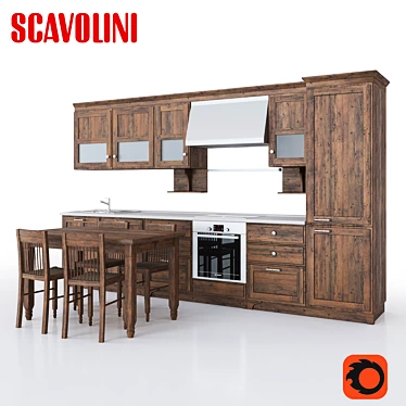 Sleek Scavolini Favilla Kitchen 3D model image 1 