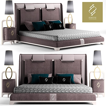 Futuristic Bed with Tecninova Headboard 3D model image 1 