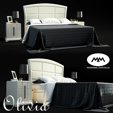 Modern 3D Bed - Olivia 3D model image 1 