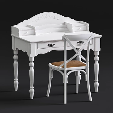 Elegant Brittany Desk & Provincial Chair 3D model image 1 