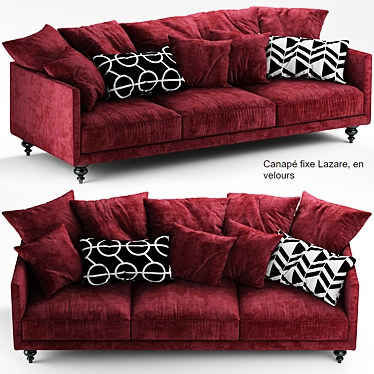 Velvet Corner Sofa 3D model image 1 