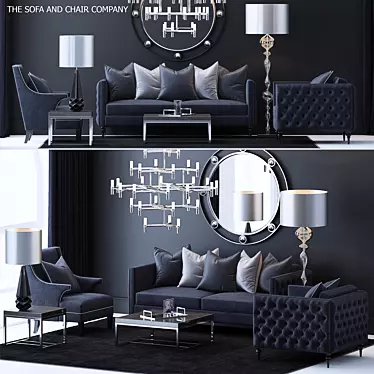 Elegant 4-Piece Furniture Set: Sofa, Chair, Table, Console 3D model image 1 
