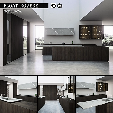 Modulnova Kitchen Float Rovere: Modern Floating Kitchen Island 3D model image 1 