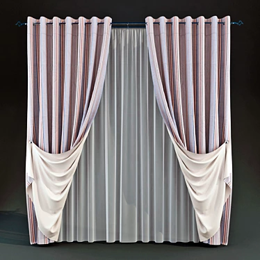 Elegant Grommet Drapes 3D model image 1 