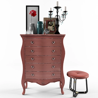 Elegant Chest with Decor Set 3D model image 1 