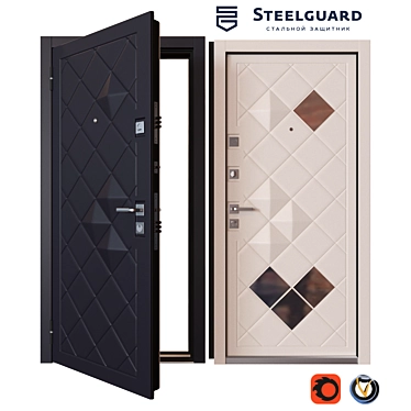 SteelGuard Luxor: Stylish and Secure Metal Door 3D model image 1 