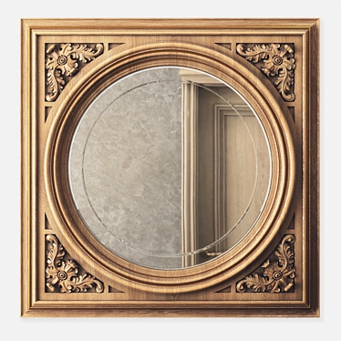 Carved Reflection: Mirror with Intricate Design 3D model image 1 