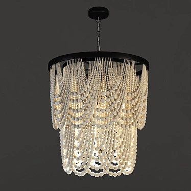 Elegant Draped Wood Bead Chandelier 3D model image 1 