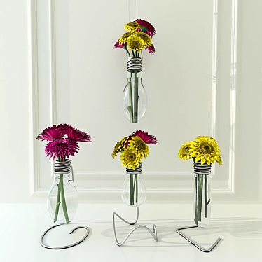 Floral Illuminate: Light Bulb Vase 3D model image 1 