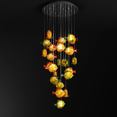 Murano Fish Chandelier: Transformable Poolside & Staircase Lighting 3D model image 1 