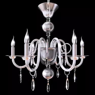 Elegant Glass Pendant Chandelier 3D model image 1 