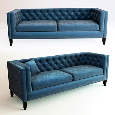 Midnight Blue Velvet Sofa. Compact, Affordable Design. 3D model image 1 