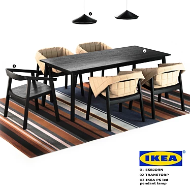 IKEA (chair Esbjorn. Table Tranetorp. Ikea PS led lamp)