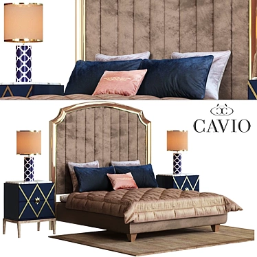 Cavio Deco Line Art Bed Set 3D model image 1 