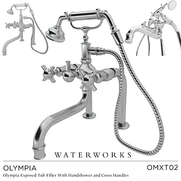 Olympia Shower Set with Cross Handles 3D model image 1 