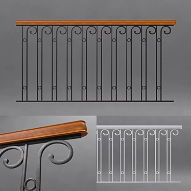 Sleek Metal Handrail - H=90cm 3D model image 1 