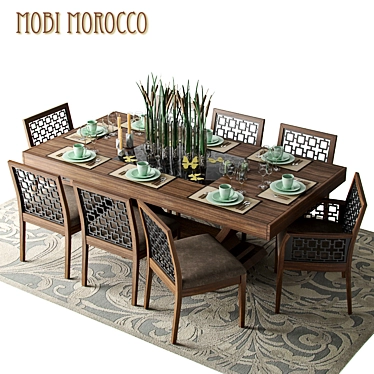 Morokko Meshsmooth Table with Chairs 3D model image 1 