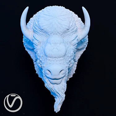 Bison Plaster Head Sculpture 3D model image 1 