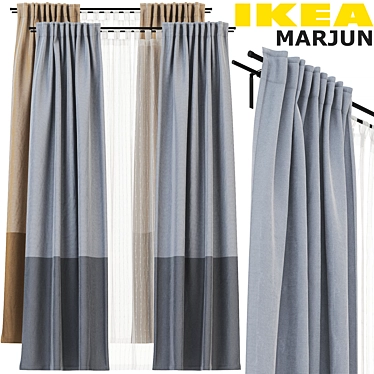 Modern Gray and Brown Curtain Set 3D model image 1 