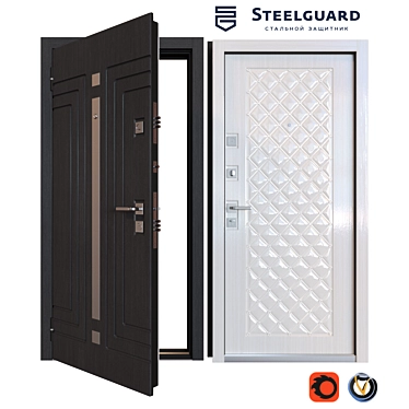 SteelGuard Komo: Durable Metal Door 3D model image 1 