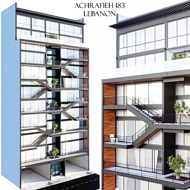 183 Achrafieh, Lebanon - Building Facade Design 3D model image 1 