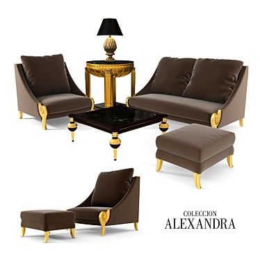 Luxury Furniture Set: Troya Sofa, Benet Coffee Table, Elegant Pedestal, Pina Iluminacion Lamp 3D model image 1 