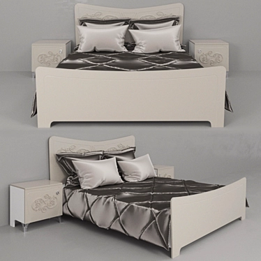 Elegant Florian Bed & Bedside Table 3D model image 1 