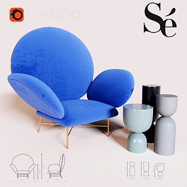 Sé Collections Stay Armchair & Time Piece Ceramic 3D model image 1 