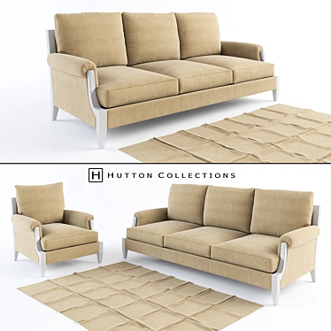 Hutton Dormand Collection: 3-Seat Sofa & Club Chair Set 3D model image 1 