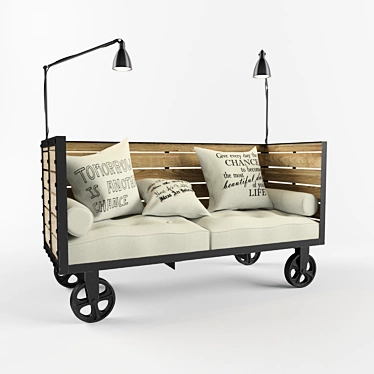 Title: Vintage Loft Sofa with Railcar Charm 3D model image 1 