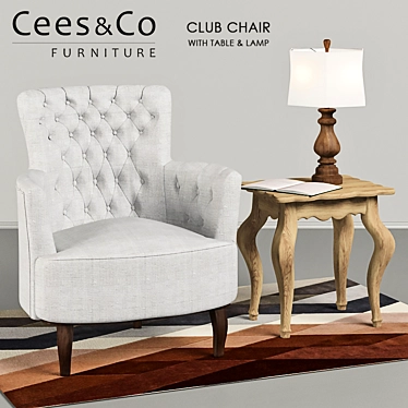 Cees&Co Club Chair Set: Chair, Table, Lamp 3D model image 1 