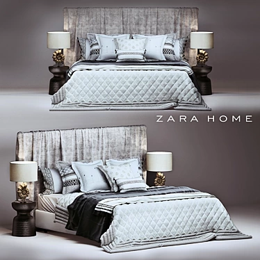 Elegant Zara Home Bedroom Set 3D model image 1 