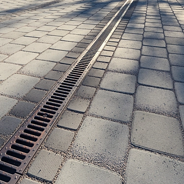 Gray Paving Slabs with Storm Grate 3D model image 1 