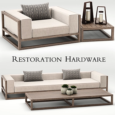 Luxury Teak Sofa: Restoration Hardware Aviara 3D model image 1 