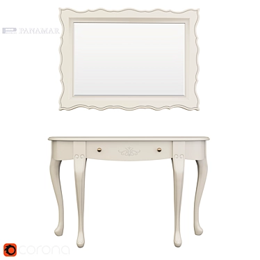 Panamar Natural Wood Console and Mirror 3D model image 1 