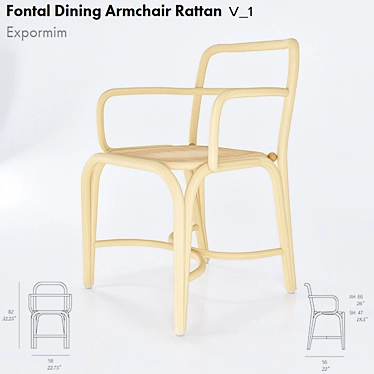Stylish Fontal Rattan Armchair 3D model image 1 