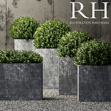 Luxury Zinc Square Planters 3D model image 1 