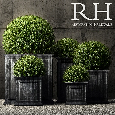 Elegant Zinc Framed Panel Planters 3D model image 1 