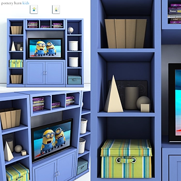Modern Media Wall System 3D model image 1 