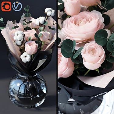 Cotton Blooms Bouquet 3D model image 1 