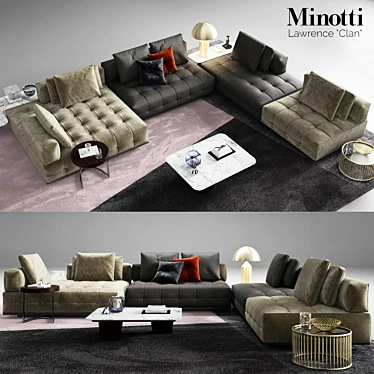 Minotti Lawrence Clan: Luxurious Seating Ensemble 3D model image 1 